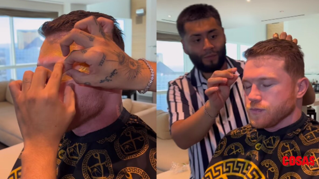 Canelo y su mascarilla