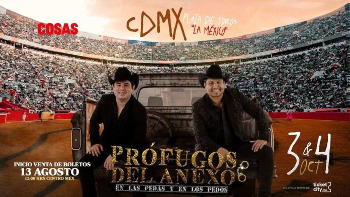 Boletos ya a la venta para Prófugos del Anexo 2024 en CDMX. Con Julión Álvarez y Alfredo Olivas, ¡no te lo pierdas! Presentaciones 3 y 4 de octubre.